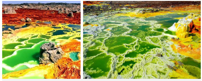 Khung cảnh ở Dallol huyền ảo và rực rỡ sắc màu nhưng thực chất nó là “chốn tử thần”